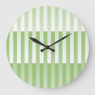 Relógio Grande Padrão Listrado Verde Branco