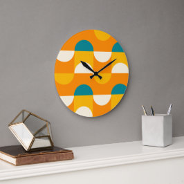 Relógio Grande Padrão Retroativo Verde Azul Azul Amarelo Laranja