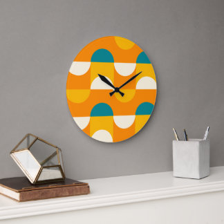 Relógio Grande Padrão Retroativo Verde Azul Azul Amarelo Laranja