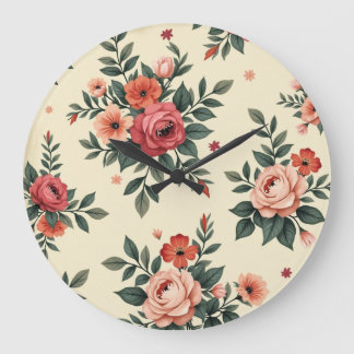 Relógio Grande Padrões florais vítreos com elegância clássica