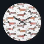 Relógio Grande Padrões para o cão de salsicha-doce<br><div class="desc">Enchidos bonitos de Dachshund ou cachorros-salsicha em tricô malhado. Perfeito para amantes de cachorros e ambulantes de cães.</div>