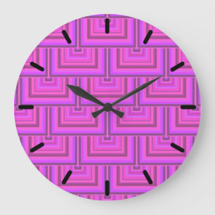 Relógio Grande Padrões quadrados cor-de-rosa