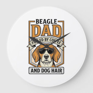 Relógio Grande Pai Beagle Energizado por Café e Camisa de Cabelo