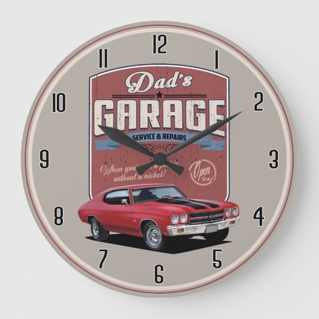 Relógio Grande Pai Chevelle Garage Large Clock (Frente)