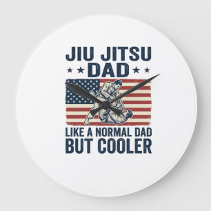 Relógio Grande Pai de Jiu Jitsu Camisa Vintage Bandeira Design_1