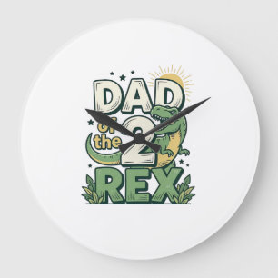 Relógio Grande Pai do 2 Rex Camisa de Pai de Dinossauro Design_1