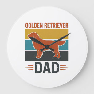 Relógio Grande Pai do Golden Retriever Designio Vetorial de Amant
