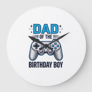 Relógio Grande Pai do Menino Aniversariante Camisa de Gamer Desig