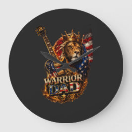 Relógio Grande Pai Guerreiro Leão Bandeira Americana Guitarra