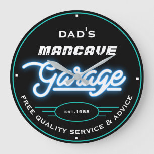 Relógio Grande Pai ou qualquer nome, Mancave Garage Color Retro 