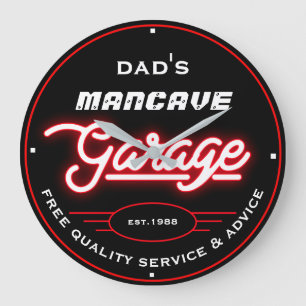 Relógio Grande Pai ou qualquer nome, Mancave Garage, Retro Branco