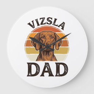 Relógio Grande Pai Vizsla Desenho de Cão com Gravação Vintage_1