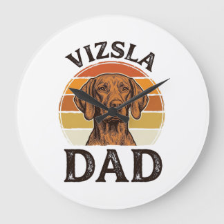 Relógio Grande Pai Vizsla Desenho de Cão com Gravação Vintage_1