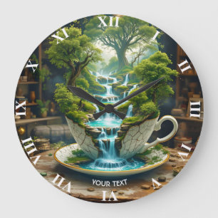 Relógio Grande Paisagem de Flores de Teacup Fantasy
