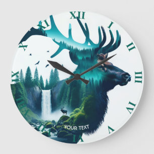Relógio Grande Paisagem Fantasy Cute Big Elk