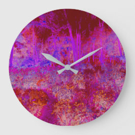 Relógio Grande Paisagem Impressionista Trippy Red e Magenta