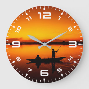 Relógio Grande Paisagem solar com um barco-68465