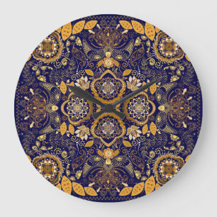 Relógio Grande Paisley Elegance: Padrão de Design têxtil