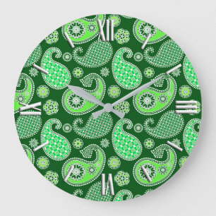 Relógio Grande Paisley, Emerald e Jade Green