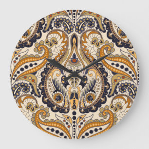Relógio Grande Paisley Floral: Design sem costura colorida