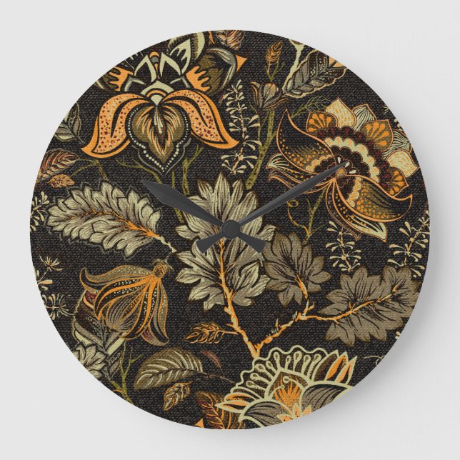 Relógio Grande Paisley floral indiano, padrão étnico uniforme. (Frente)