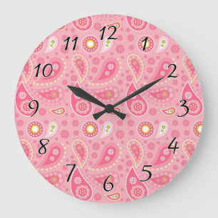 Relógio Grande Paisley positivamente cor-de-rosa