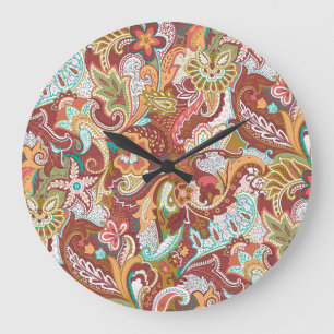 Relógio Grande Paisley sem costura: padrão de fundo elegante.