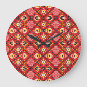 Relógio Grande Paixão de Vintage Paisley - Sensação de Seda Asiát