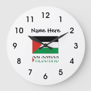 Relógio Grande Palestina Bandeira Palestina Preta Personalização 