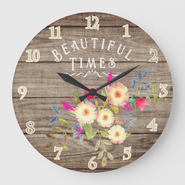 Relógio Grande Palha-Castanho-Floral (Frente)