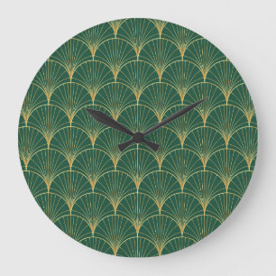 Relógio Grande Palm verde Folha Art Deco