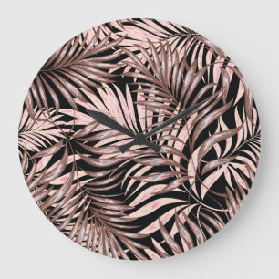 Relógio Grande Palma Tropical: Padrão Floral da Selva.