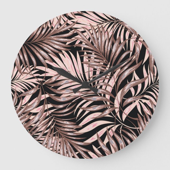 Relógio Grande Palma Tropical: Padrão Floral da Selva. (Frente)