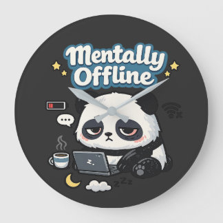 Relógio Grande Panda Mentalmente Offline | Estética Lo-Fi Introve
