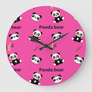 Relógio Grande Panda Urso em rosa