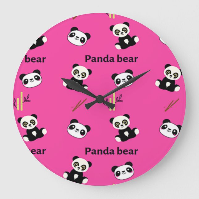 Relógio Grande Panda Urso em rosa (Frente)