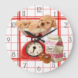 Relógio Grande Panela de cozinha e escala retrô