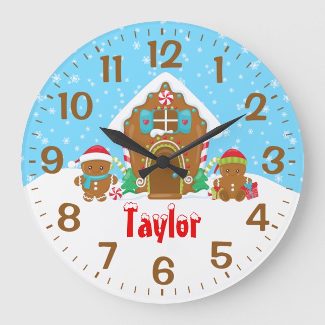 Relógio Grande Pão-de-gengala vermelho e azul (Frente)