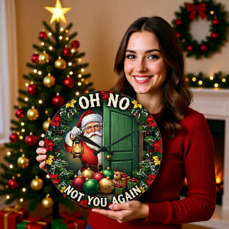 Relógio Grande Papai Noel Ah Não Novamente