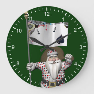 Relógio Grande Papai Noel ama jogar o póquer