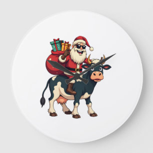Relógio Grande Papai Noel Bigfoot Vintage Montado Vaca Natal Engr