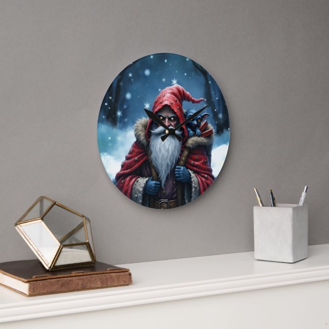 Relógio Grande Papai Noel Frostbite & Seu Duende Travesso. (Escritório)