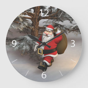 Relógio Grande Papai Noel na Floresta