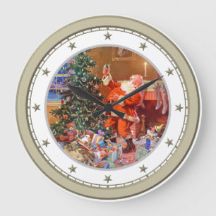 Relógio Grande Papai noel na noite antes do Natal
