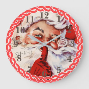 Relógio Grande Papai Noel retrô fofo Natal elegante