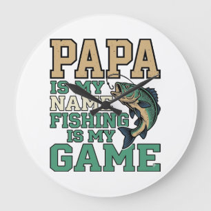 Relógio Grande Papai Pescar é Meu Jogo Camisa Vintage de Peixe De