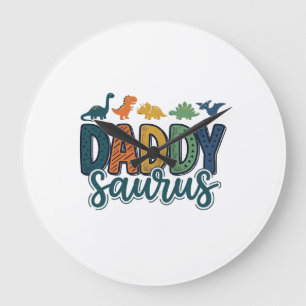 Relógio Grande Papai Saurus Pai Dinossauro Fofo Design Vetorial_1