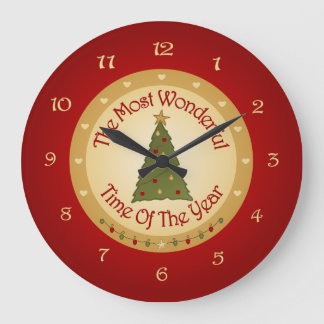Relógio Grande Papais noeis Árvore de Natal