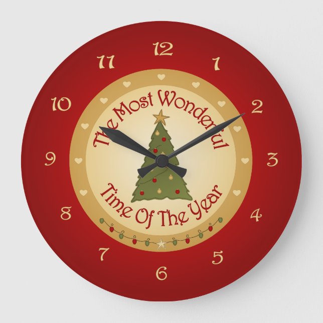 Relógio Grande Papais noeis Árvore de Natal (Frente)