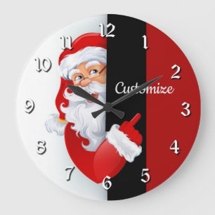 Relógio Grande Papais noeis brancos e vermelhos personalizados